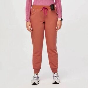 Figs Terracotta High Waisted Zamora Jogger Scrub Pants